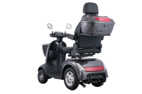 Rear view of the Avantis Traveller featuring a lockable storage box and bright red taillights.