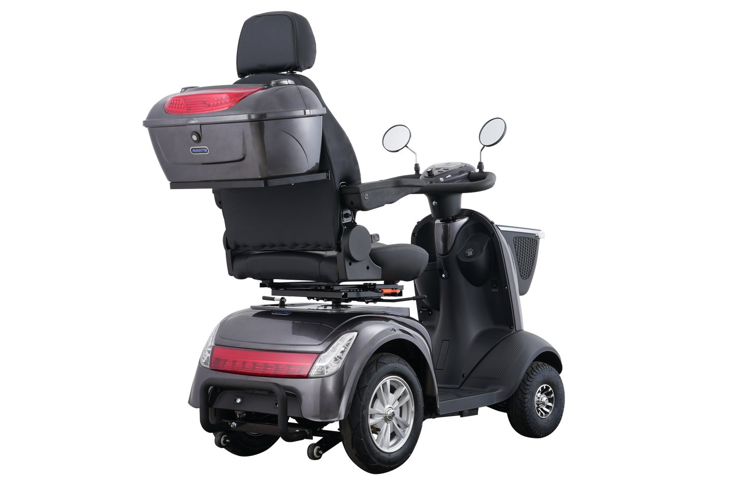 Angular view of the Avantis Traveller showcasing its sleek modern design and 4-wheel stability.